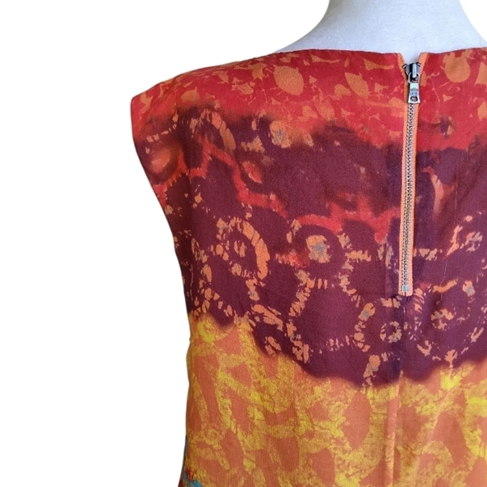 Alice + Olivia Colorful Abstract Print Silk Sleeveless Blouse Size Small